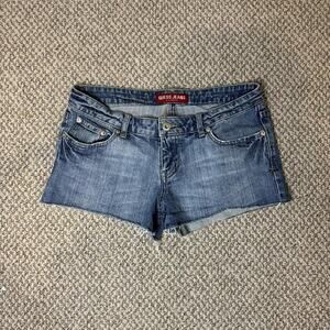 Cute vintage y2k low rise cutoff denim mini shorts